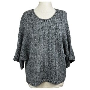 Soft Surroundings Sweater‎ Womens S Gray Wool Blend Boxy Dolman Minimalist Cozy
